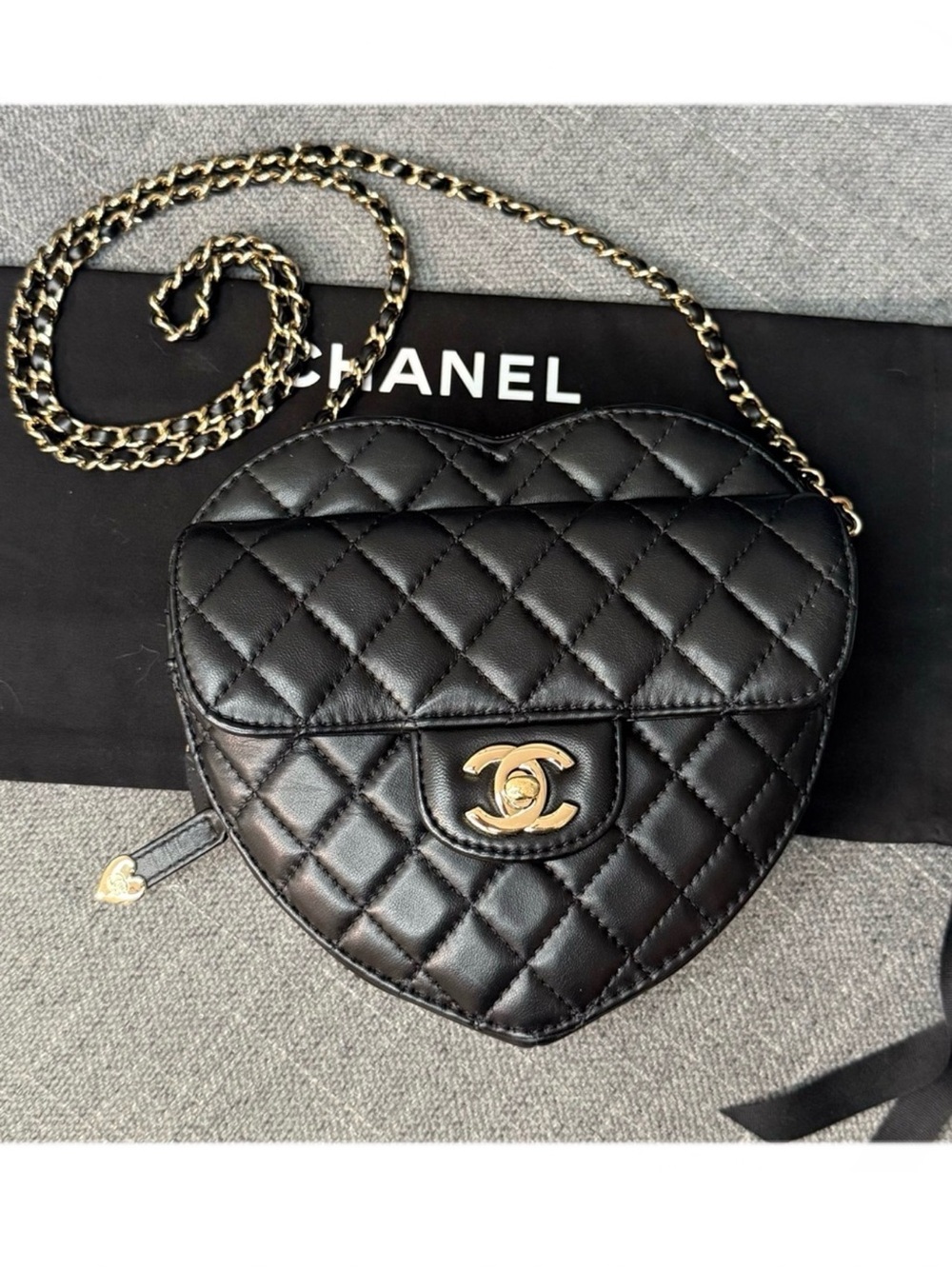CHANEL CC in LOVE heart flap bag lambskin leather